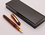 Kanwrite Desire Transparent Amber Resin Acrylic Fountain Pen Dualtone Nib Box. Fixed Price $32.00.