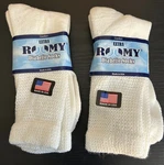 Extra Roomy Diabetic Socks J800L White Crew 10-13 Lot Of 2. Fixed Price $9.99.