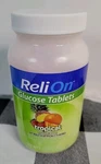 Relion Glucose Tablets, Tropical Fruit Flavor, 50 Count. Fixed Price $15.00.