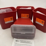 Medegen Medical 2 Gallon Sharps Container, Red, Flat Lid, 4 Pk New Free Shipping. Fixed Price $36.00.