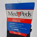 Women's Med Peds Diabetes Socks Black Turn Cuff Size 10-13. Fixed Price $9.63.