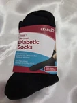 Unisex Leader 1 Pair Crew Length Diabetic Socks, Large Black. Fixed Price $12.88.
