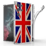 White Blue Pu Cover Case + Clear Tempered Glass Screen For Galaxy S23 Ultra. Fixed Price $14.95.